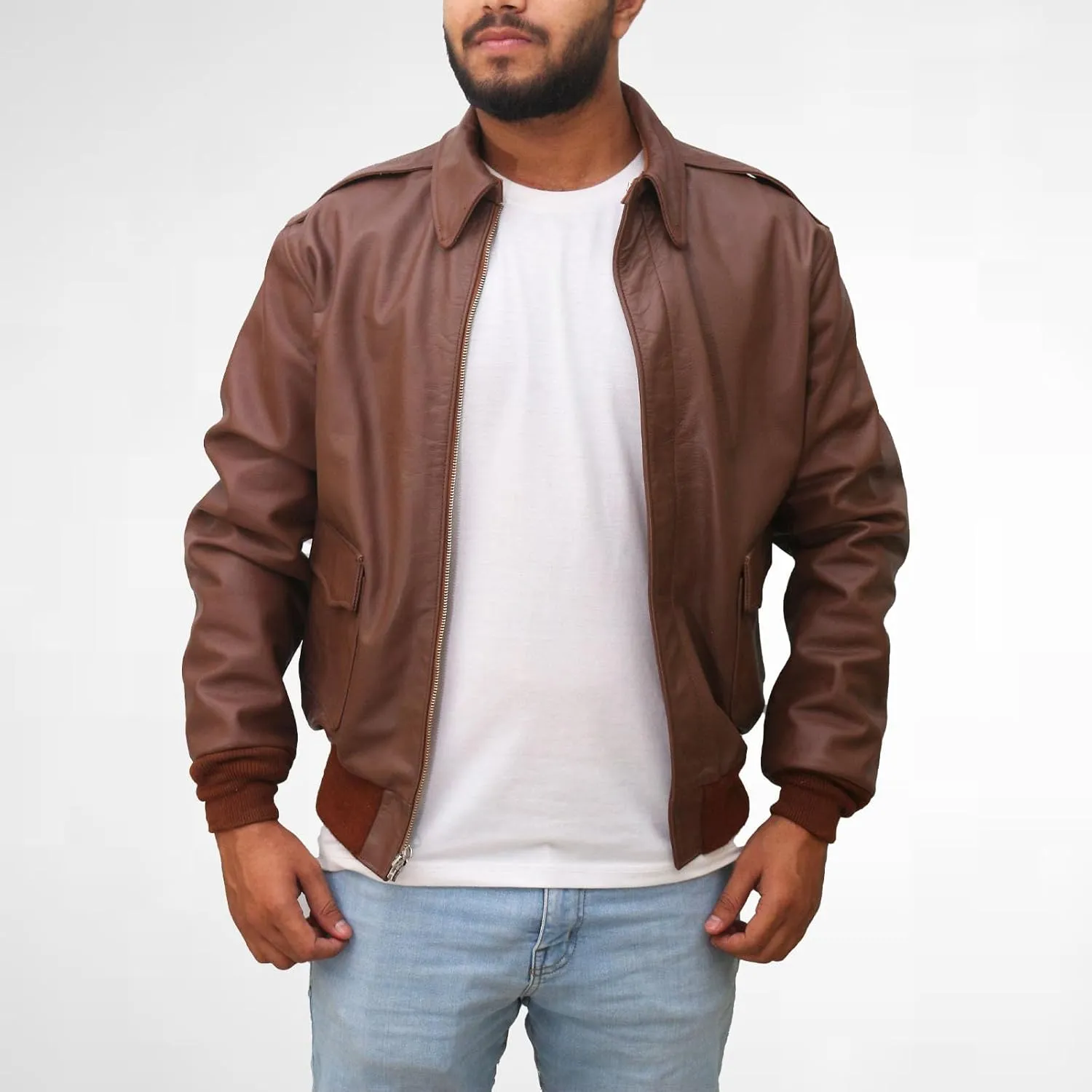A2 Bomber Jacket Genuine Lambskin Leather Coat Plain Classic Aviator Coat A2 Leather Flight Jacket