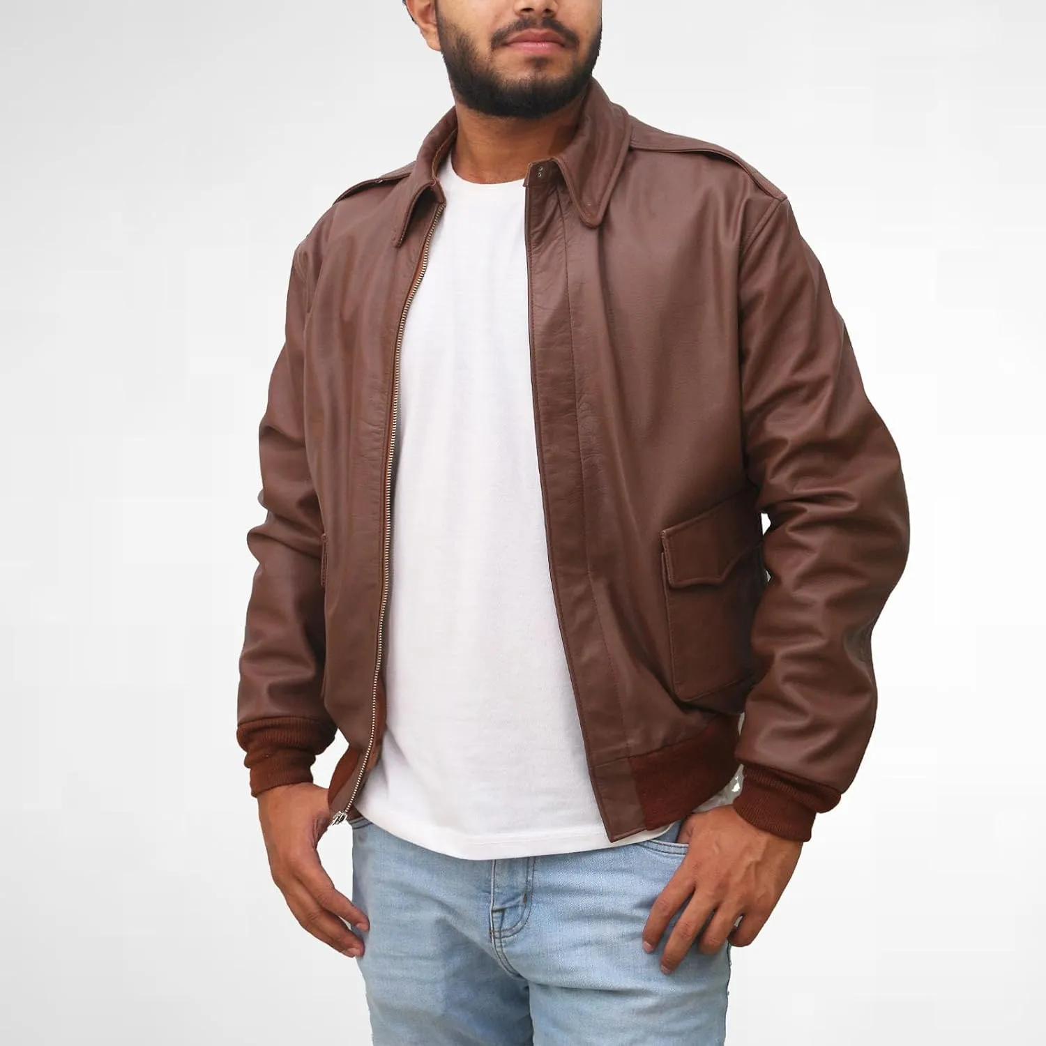 A2 Bomber Jacket Genuine Lambskin Leather Coat Plain Classic Aviator Coat A2 Leather Flight Jacket