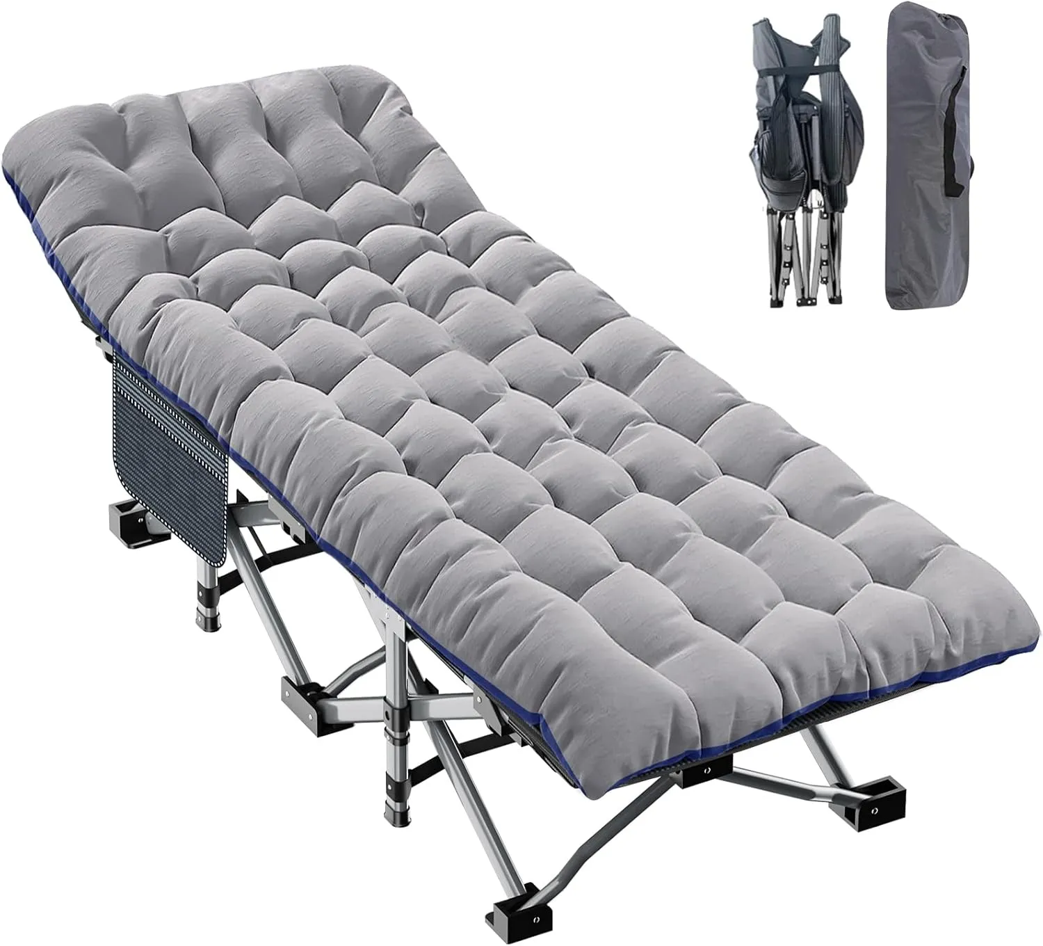 ABORON Folding Camping Cot for Adults, Double Layer 1200D, 500lb Capacity, Heavy Duty Guest Cot with Mat & Carrying Bag for Indoor & Outdoor Use