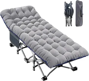 ABORON Folding Camping Cot for Adults, Double Layer 1200D, 500lb Capacity, Heavy Duty Guest Cot with Mat & Carrying Bag for Indoor & Outdoor Use