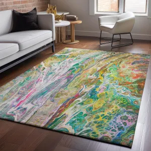 Addison Rugs Mayfield AMF602 Green 5' x 7'6" Indoor Premium Machine Washable Rug, Silky Soft, Easy Clean, Non Shedding, Bedroom, Living Room, Dining Room, Kitchen, Patio Rug