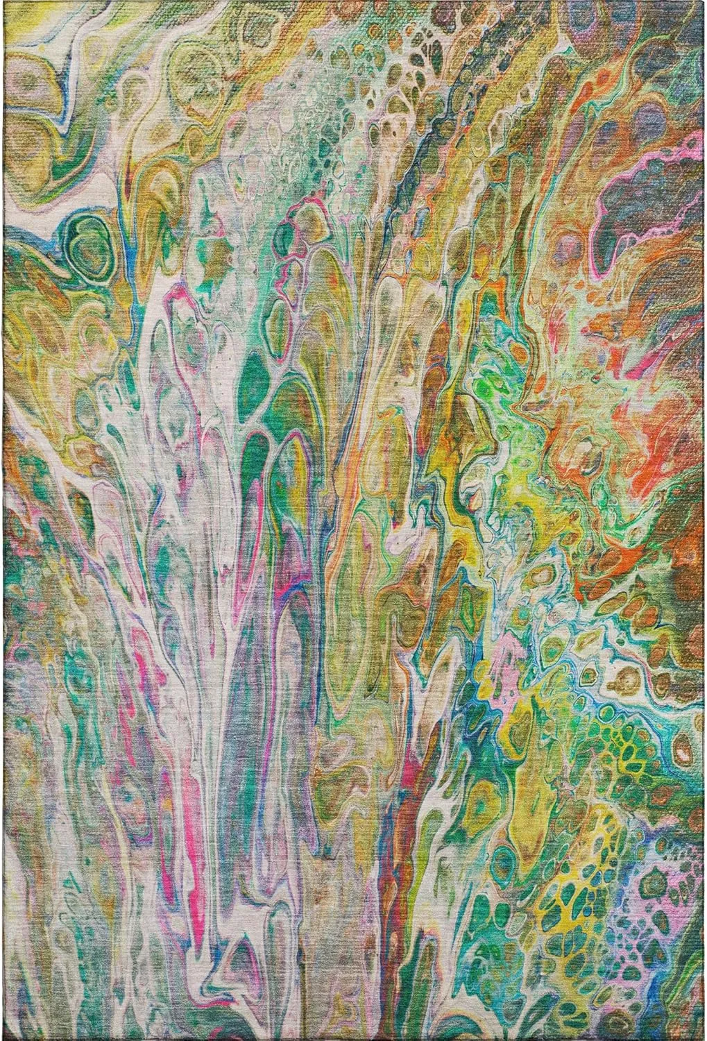 Addison Rugs Mayfield AMF602 Green 5' x 7'6" Indoor Premium Machine Washable Rug, Silky Soft, Easy Clean, Non Shedding, Bedroom, Living Room, Dining Room, Kitchen, Patio Rug