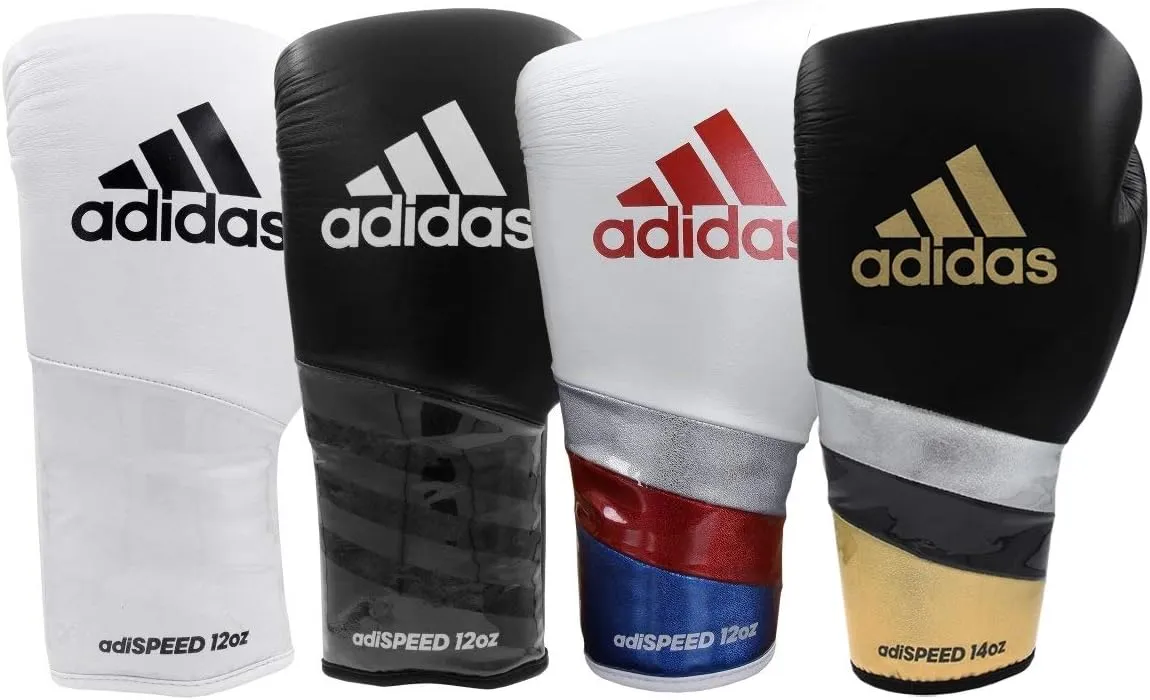 adidas Speed 500 Pro Boxing Gloves – Genuine Leather Training Gloves for Men & Women, Lace-Up Heavy Bag & Kickboxing Gloves