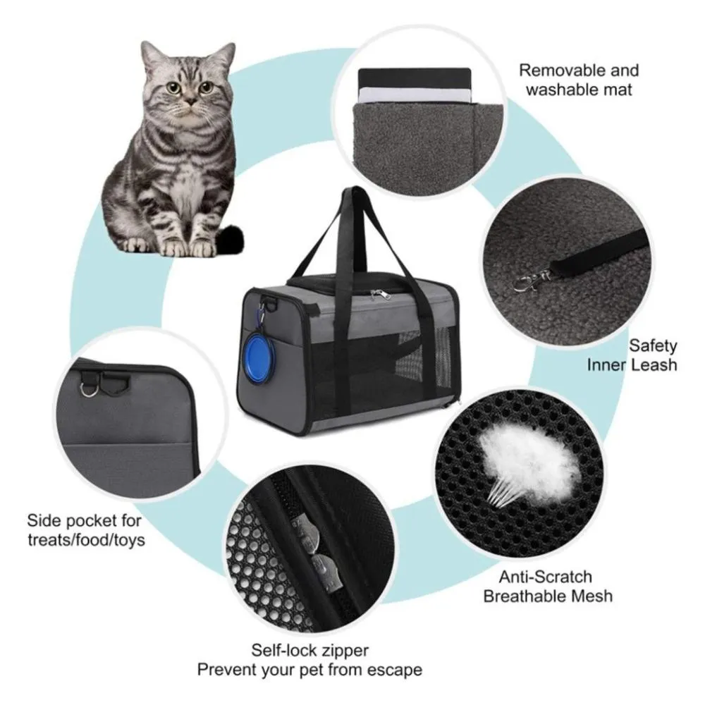 Adjustable Portable Pet Carrier-M Size (Grey)
