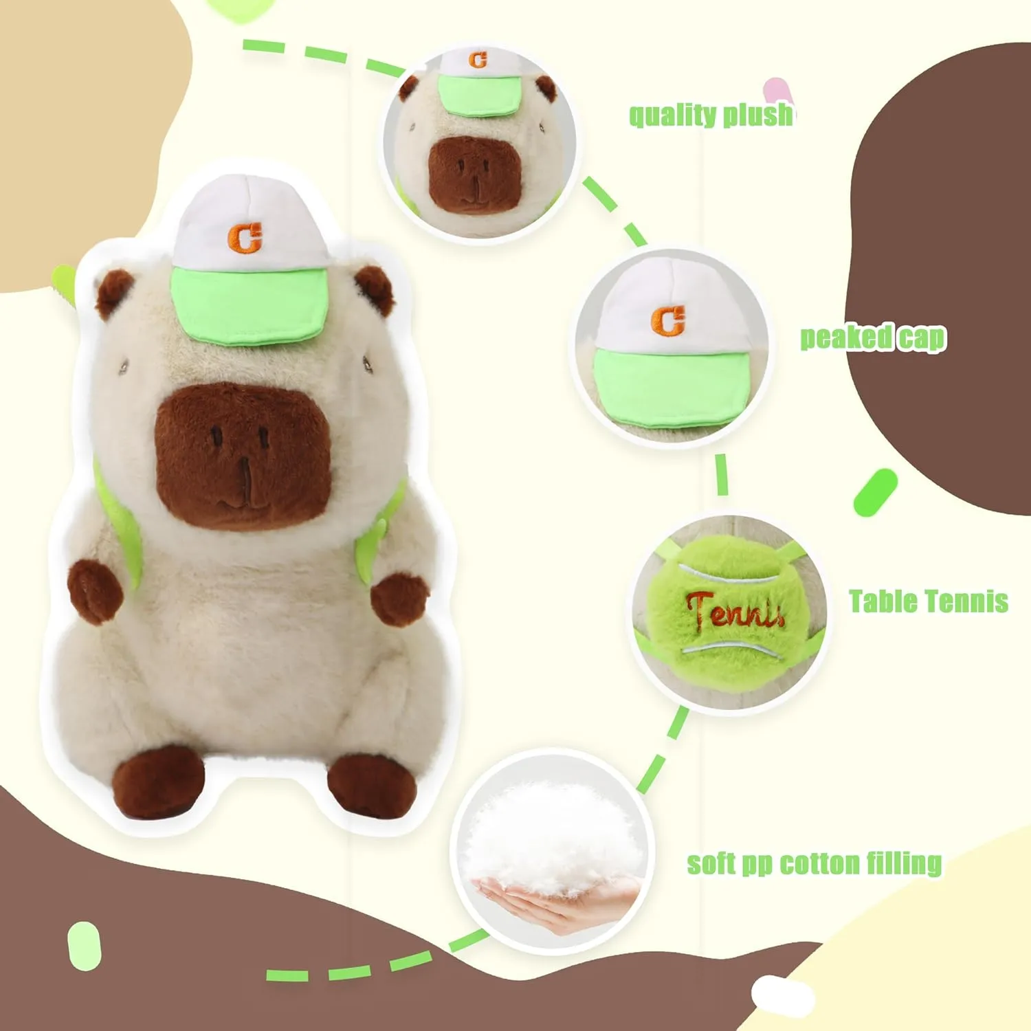 Adorable Soft Capybara Plush Toy - Cuddly Stuffed Animal Pillow for Kids, Boys & Girls - Perfect for Hugging and Gift-Giving (Turtle Green)