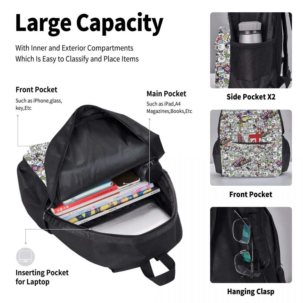 Adventure Awaits with Cat Battle Children's School Bags Pencil case and lunch bag 3 in 1 - Let the Fun Begin!