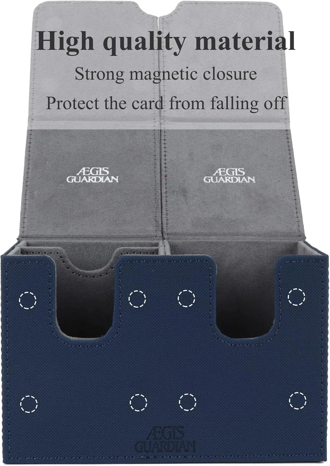 AEGIS GUARDIAN Card Deck Box with Dice Tray for MTG Cards Commander Deck Box Hold 150  Sleeved Cards, PU Leather Strong Magnet Deck Box Deck Game Case Card Storage Box for TCG CCG, Blue