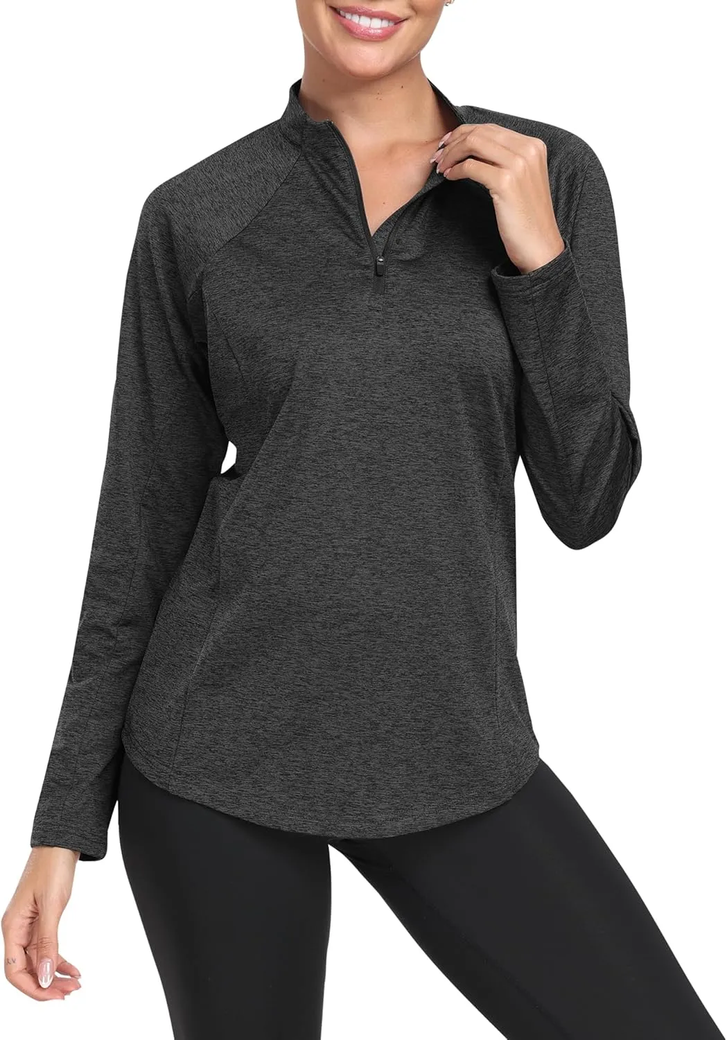 AIRIKE Long Sleeve Golf Polo Shirts for Women Stand Up Collar Thermal Fleece Womens Tank Top