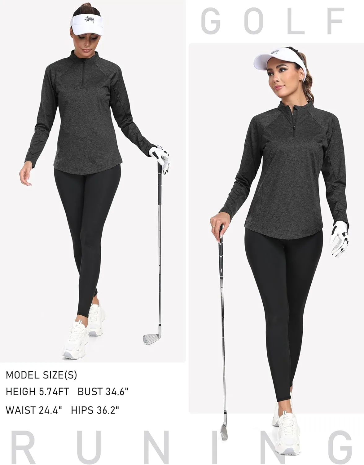 AIRIKE Long Sleeve Golf Polo Shirts for Women Stand Up Collar Thermal Fleece Womens Tank Top