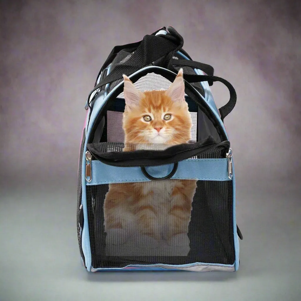 Airline Approved Soft Pet Carrier – Portable, Breathable Mesh Bag for Cats & Small Dogs - Stylish Blue Design