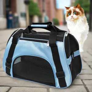 Airline Approved Soft Pet Carrier – Portable, Breathable Mesh Bag for Cats & Small Dogs - Stylish Blue Design