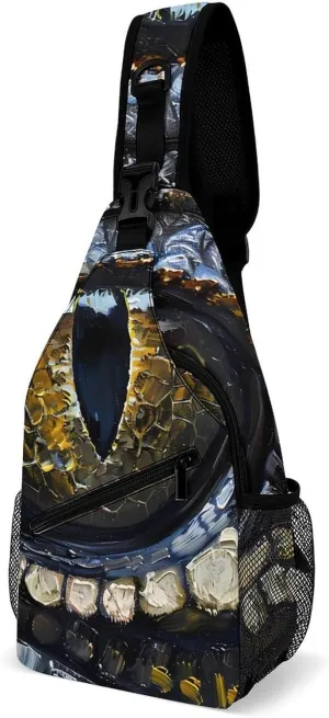 Alligators Eye Fashion Sling Bag Backpack Crossbody Shoulder Chest Bags Hiking Daypack