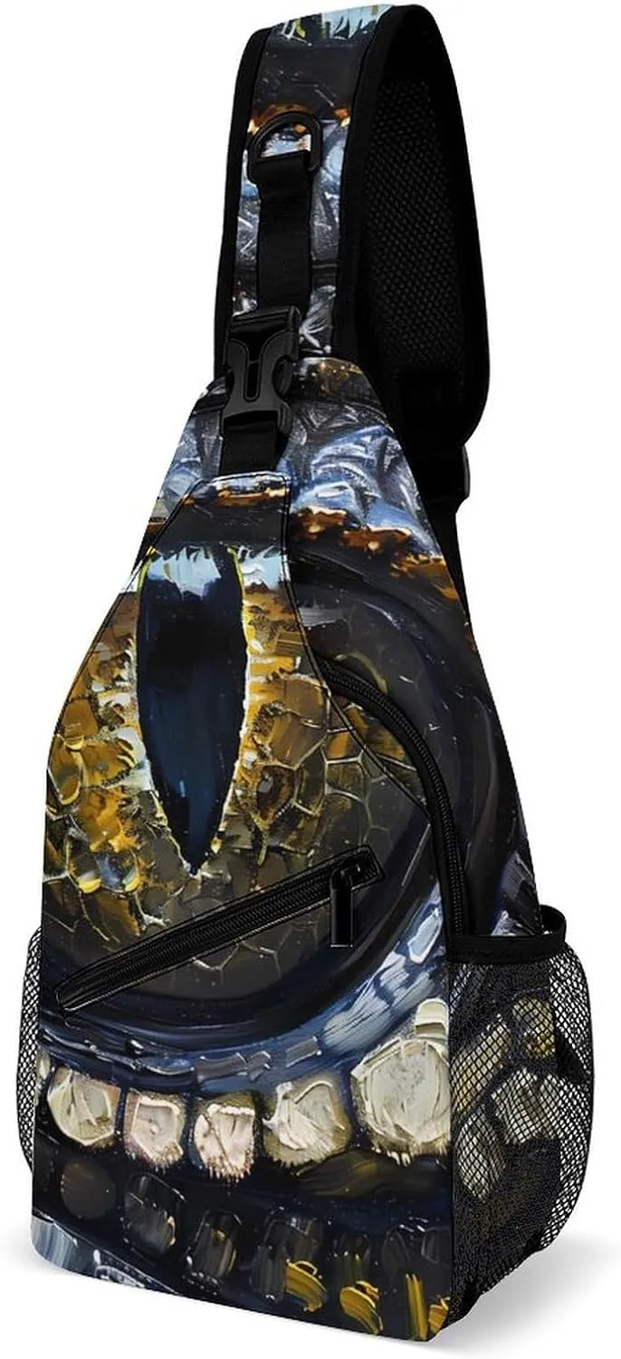 Alligators Eye Fashion Sling Bag Backpack Crossbody Shoulder Chest Bags Hiking Daypack