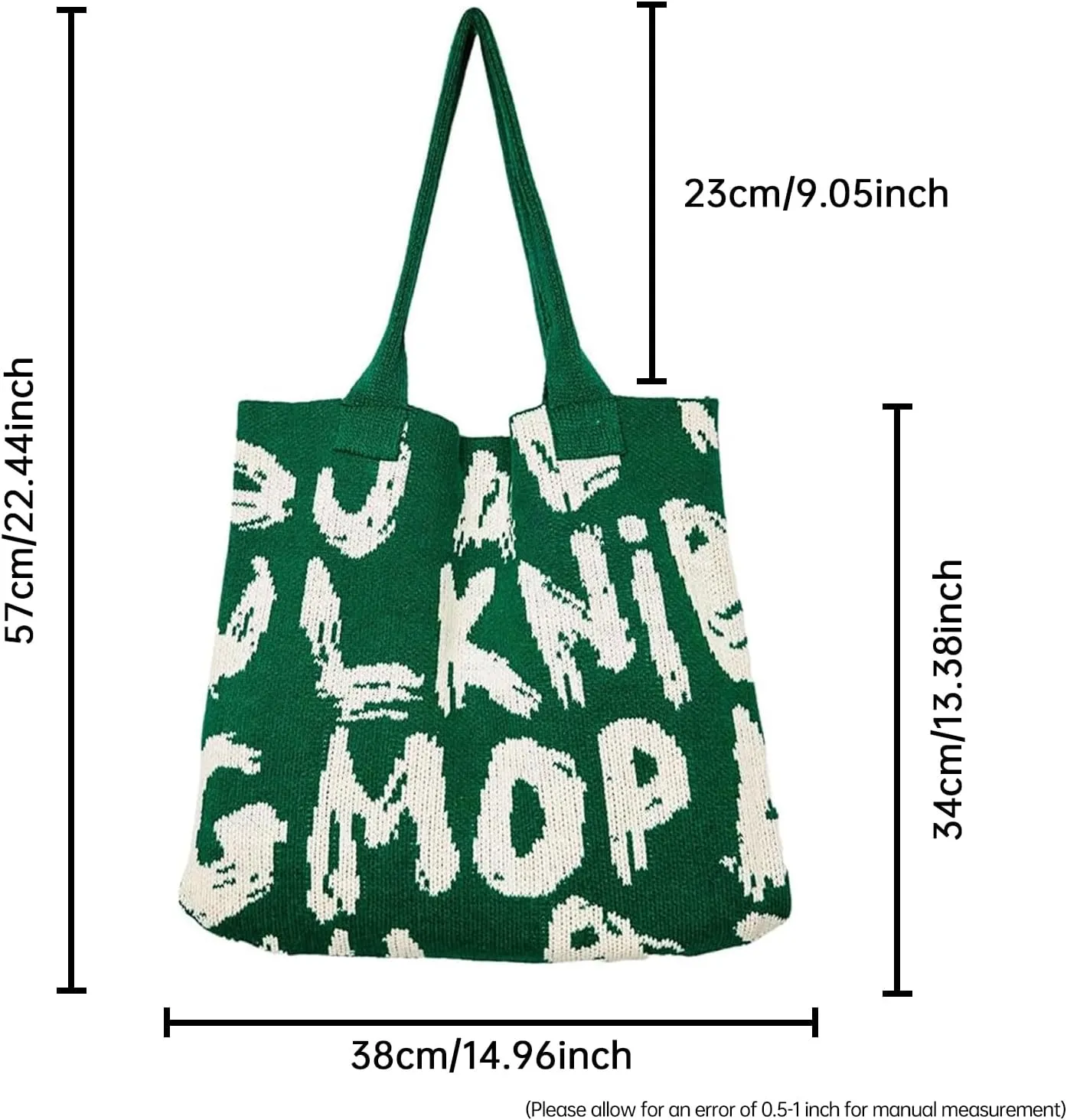 Alphabet Pattern Woven Canvas Beach Tote Bag
