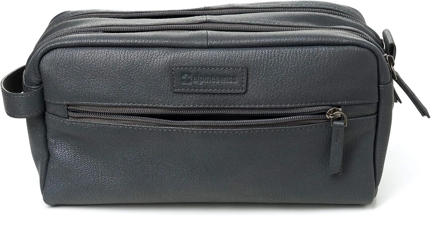Alpine Swiss Sedona Toiletry Bag Genuine Leather Shaving Kit Dopp Kit Travel Case