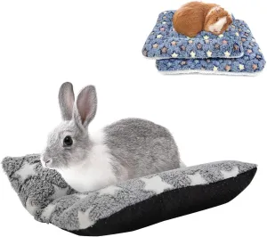 Amakunft 2 Pcs Guinea Pig Bed Mat Washable & L Rabbit Snuggle Bed for Indoor Small Animals