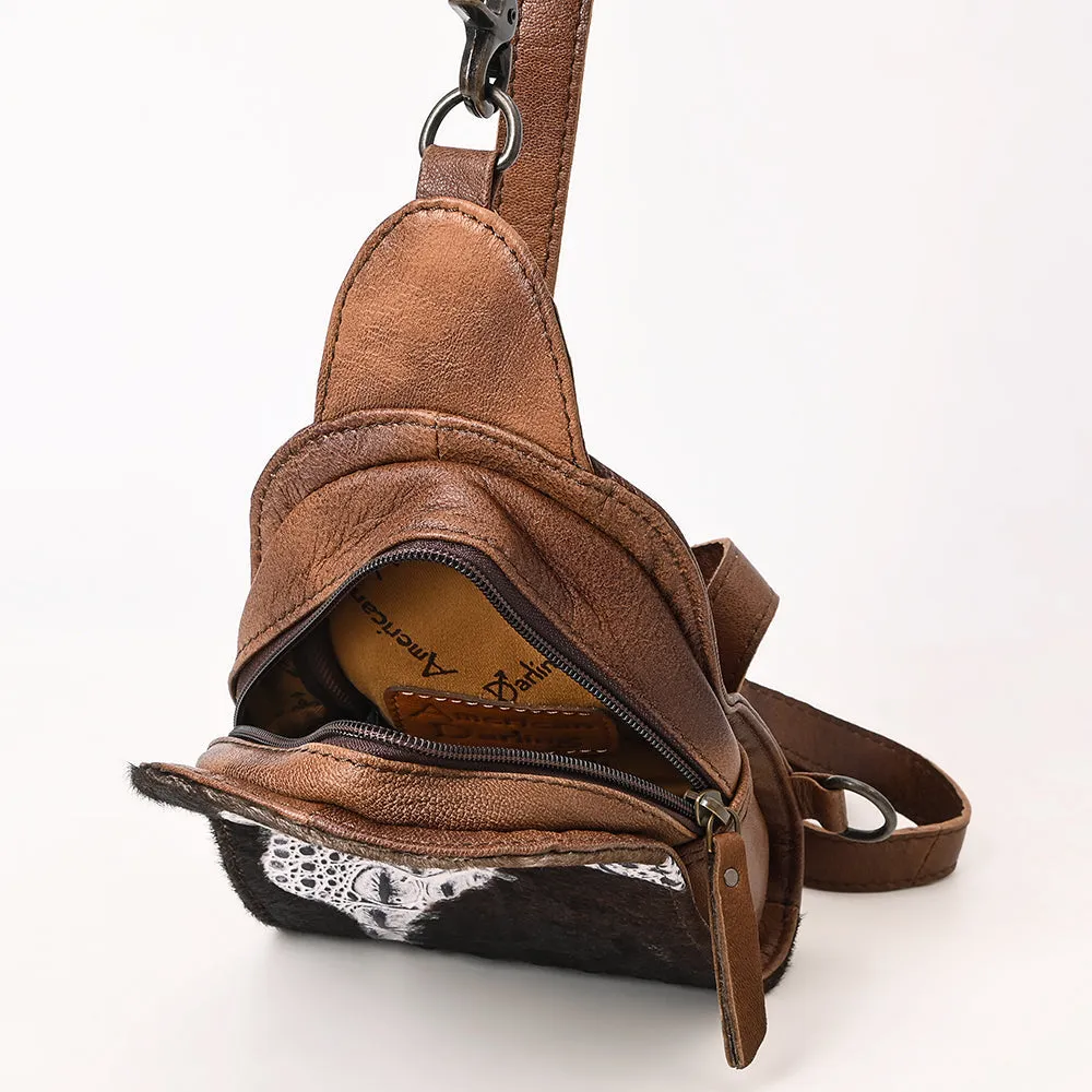 American Darling Sling Hair-On Crocodile embossed Genuine Leather women bag western handbag purse