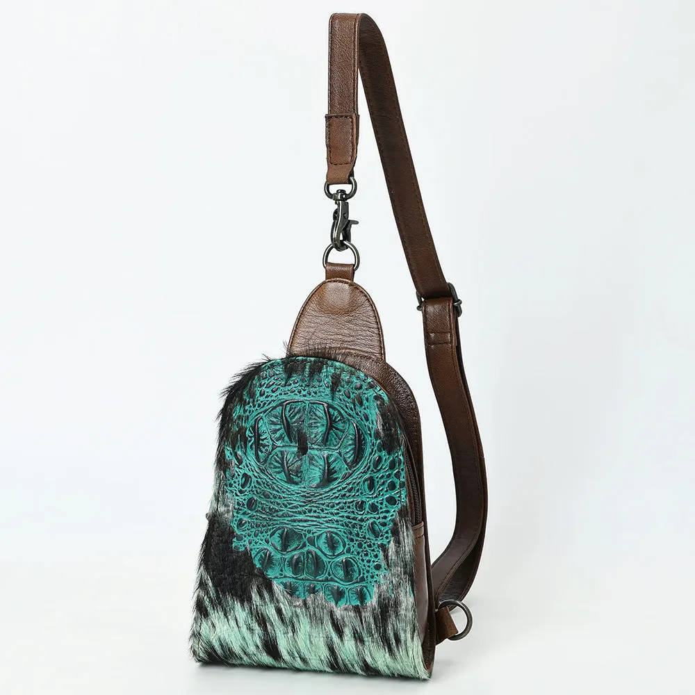 American Darling Sling Hair-On Crocodile embossed Genuine Leather women bag western handbag purse