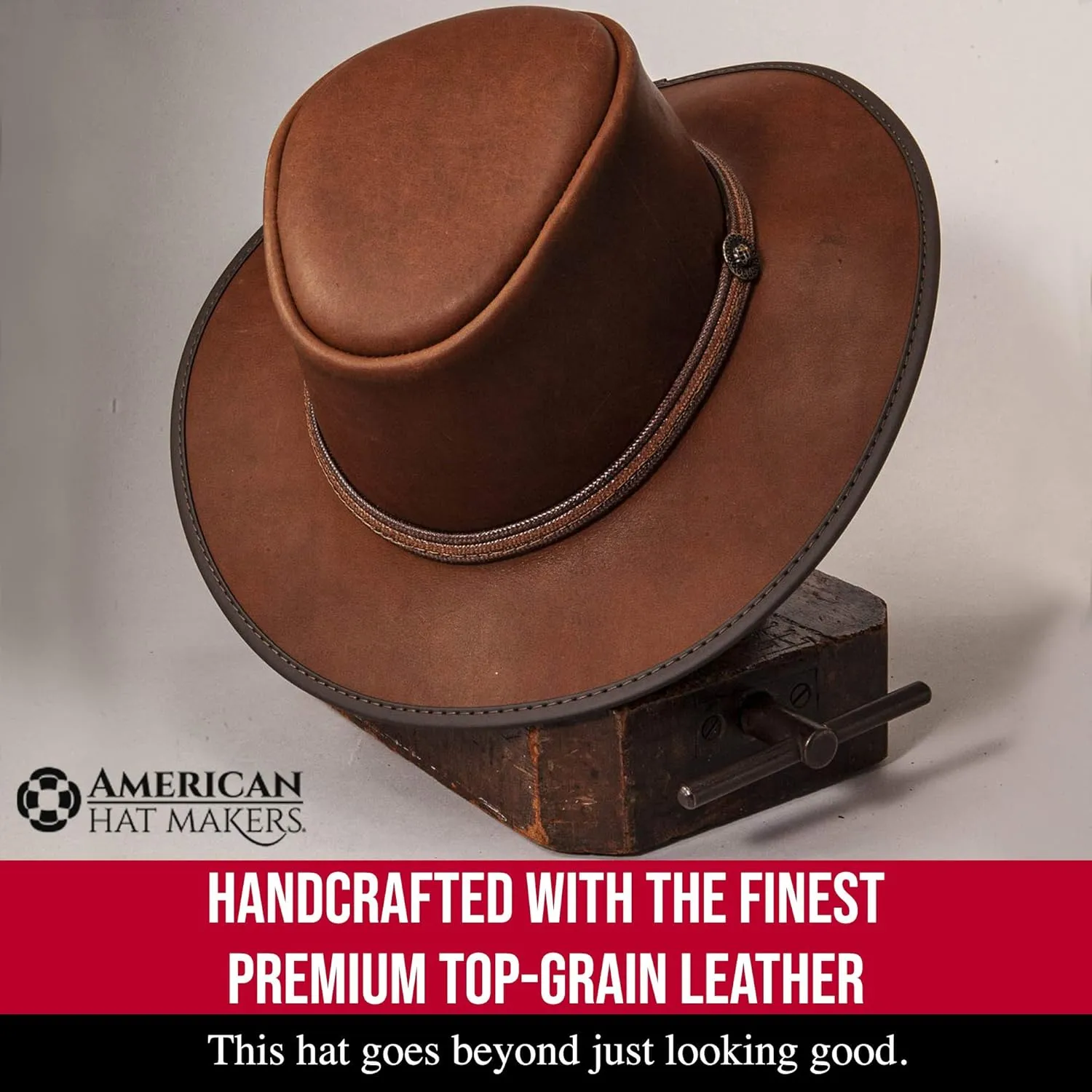 American Hat Makers Midnight Rider Bravo Leather Cowboy Hat for Men & Women Weatherproof Boho Hat