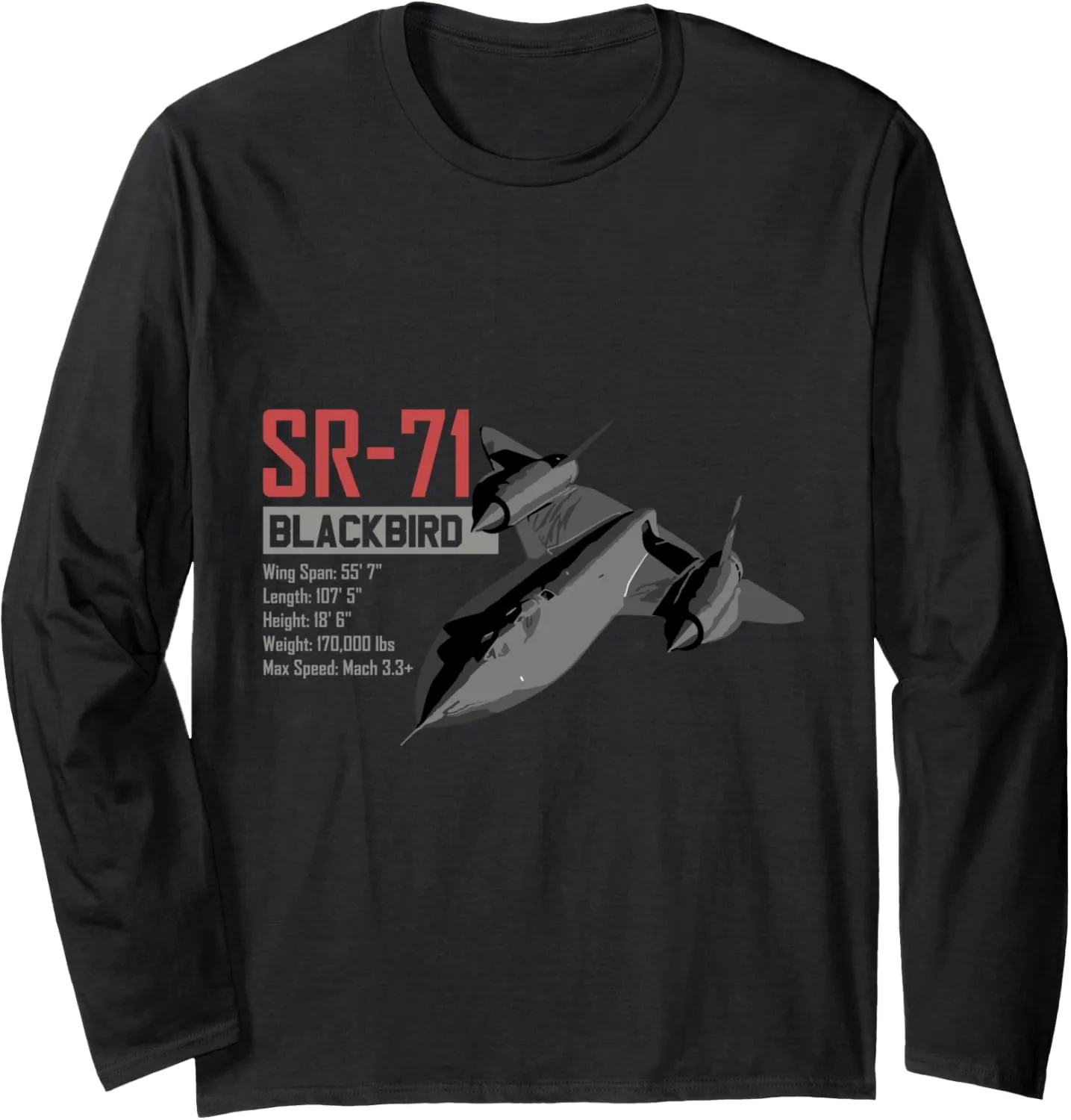 American Reconnaissance Aircraft SR71 Blackbird Long Sleeve T-Shirt