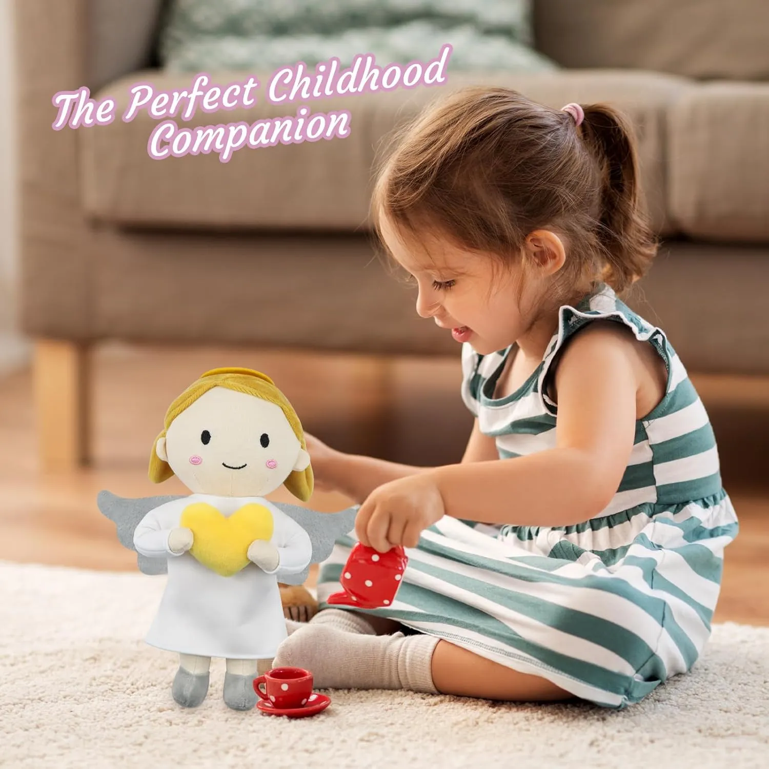 Angel Plush Doll Boy/Girl Baptism Gifts Guardian Angel Doll Toy (Girl)
