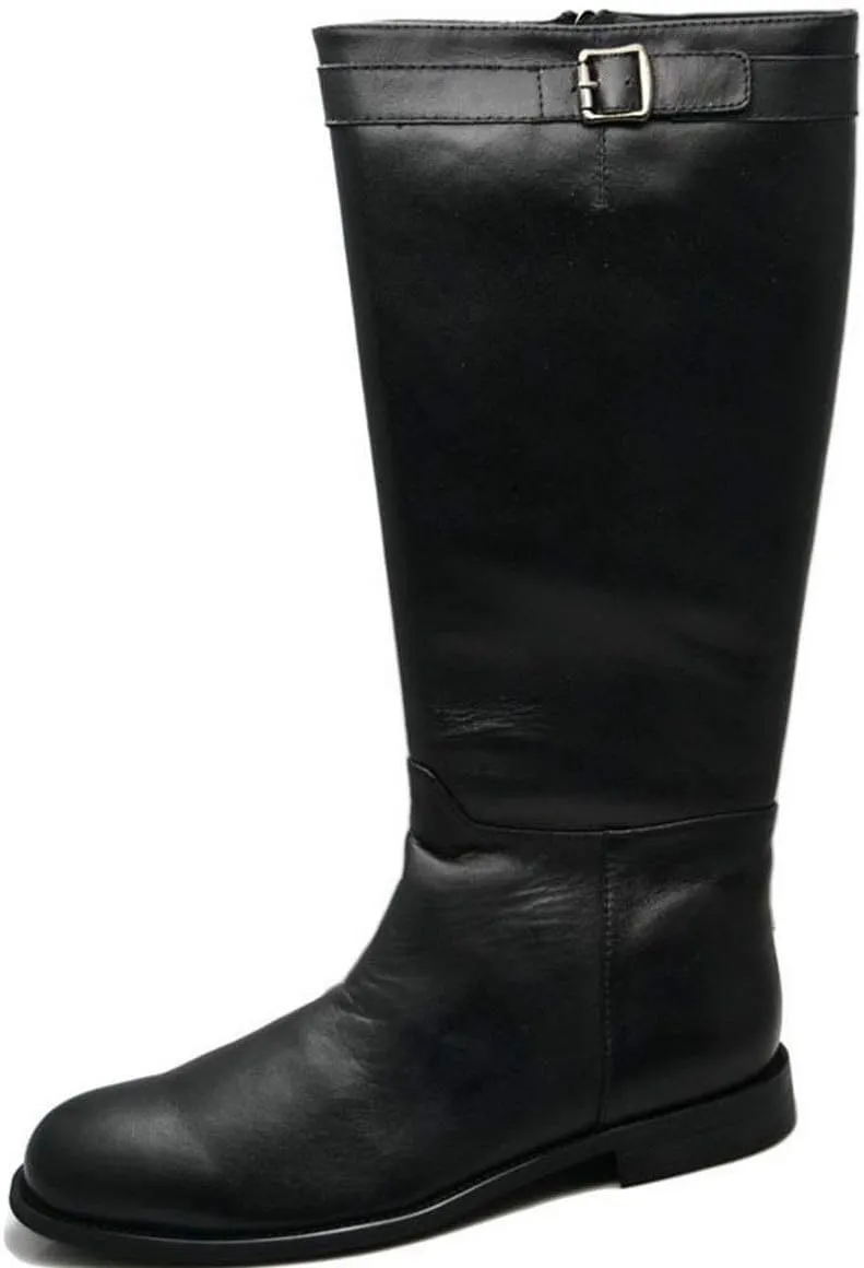 Ankle Boots For Men Mens Pointed Low Heel Knee High Boots Party Office Club For Business Pure Genuine Leather The First Layer Of Cowhide