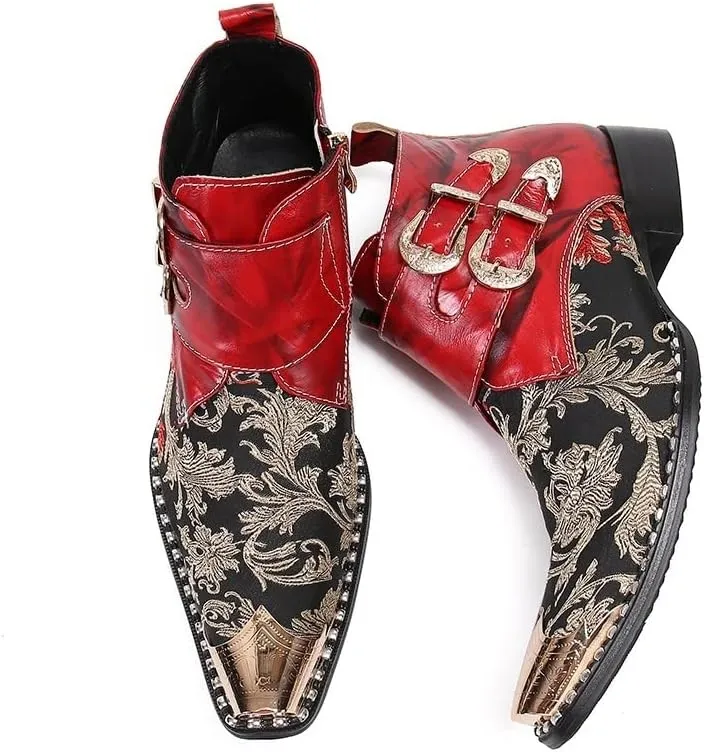 Ankle Boots For Men Monk Strap Two Tone Ankle Boots Show Holiday Office For Business The First Layer Of Cowhide Pure Genuine Leather