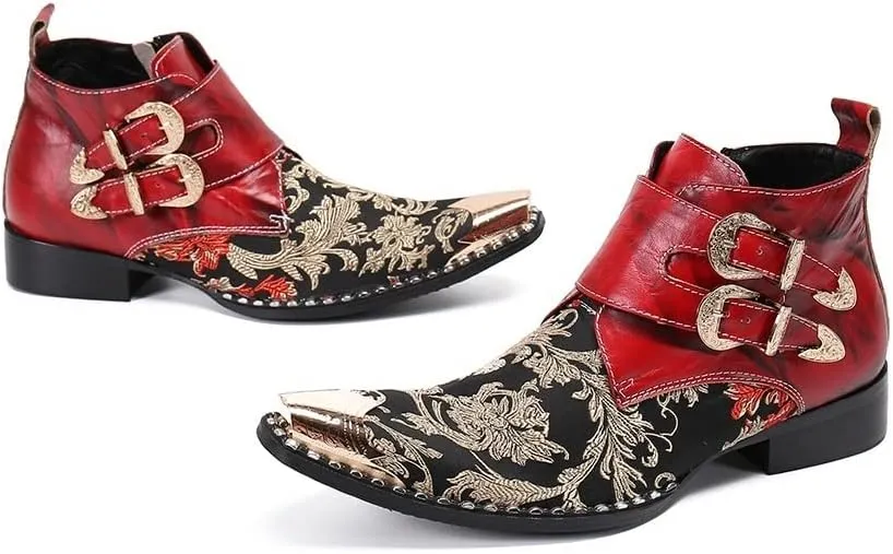 Ankle Boots For Men Monk Strap Two Tone Ankle Boots Show Holiday Office For Business The First Layer Of Cowhide Pure Genuine Leather