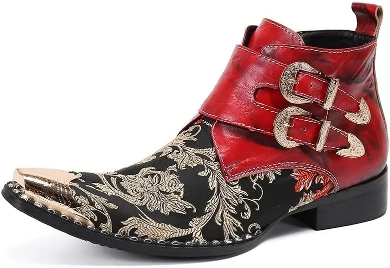Ankle Boots For Men Monk Strap Two Tone Ankle Boots Show Holiday Office For Business The First Layer Of Cowhide Pure Genuine Leather