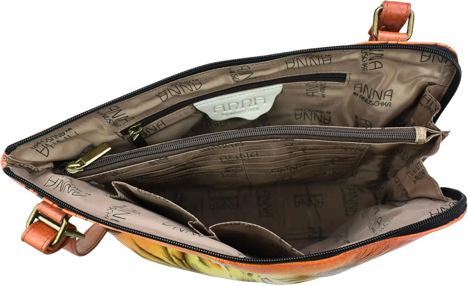 Anna by Anuschka Hand Painted Women’s Genuine Leather-Two-Sided Zip Travel Organizer