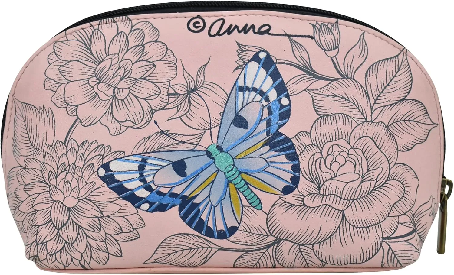 Anna by Anuschka Hand Painted Women’s Genuine Leather Zippered Cosmetic Pouch