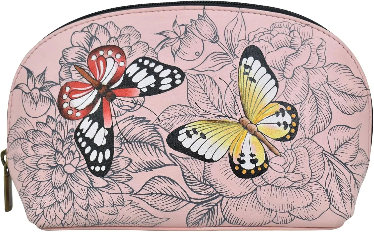 Anna by Anuschka Hand Painted Women’s Genuine Leather Zippered Cosmetic Pouch