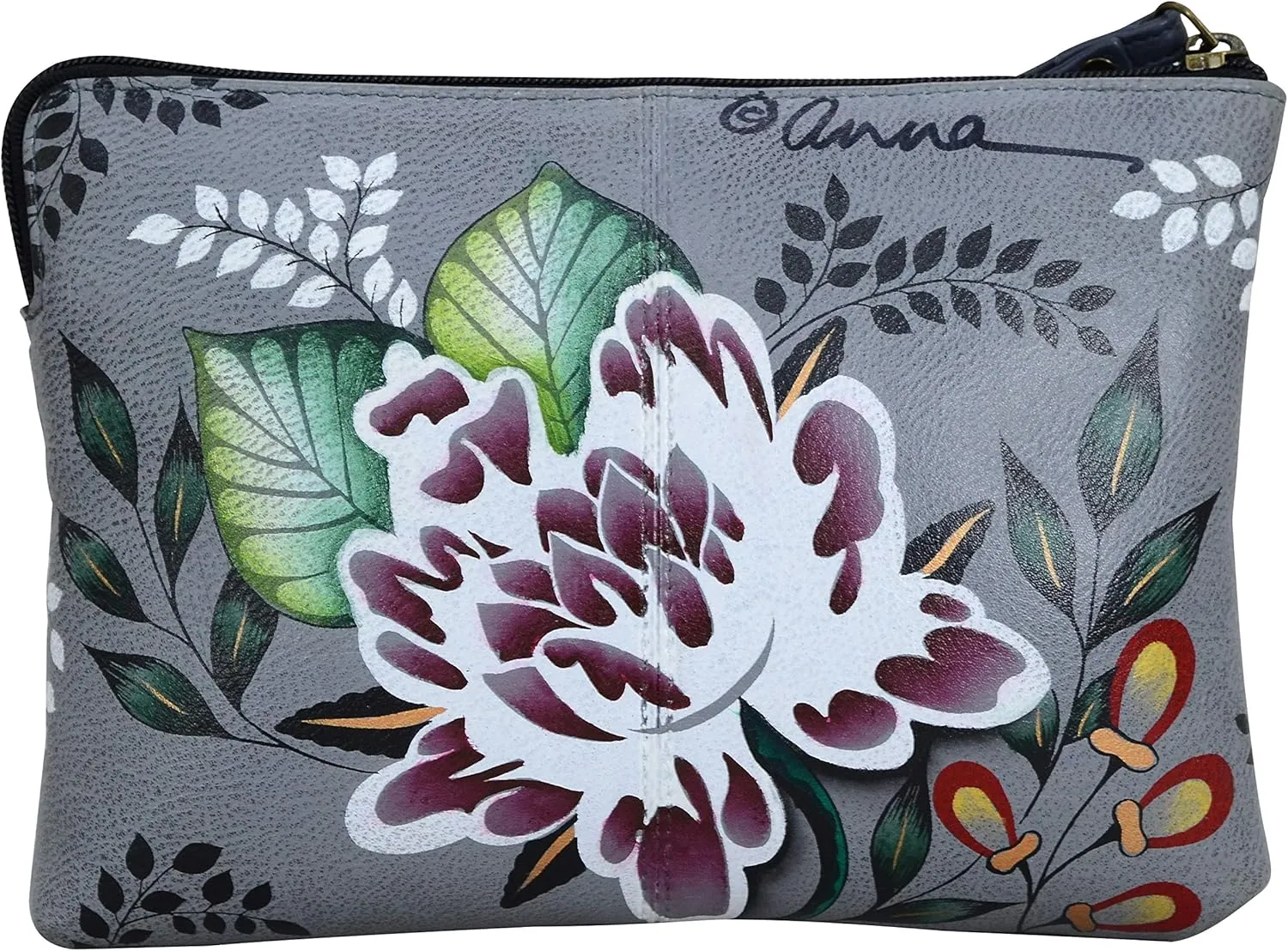 Anna by Anuschka Women's Hand Painted Genuine Leather Wristlet Clutch