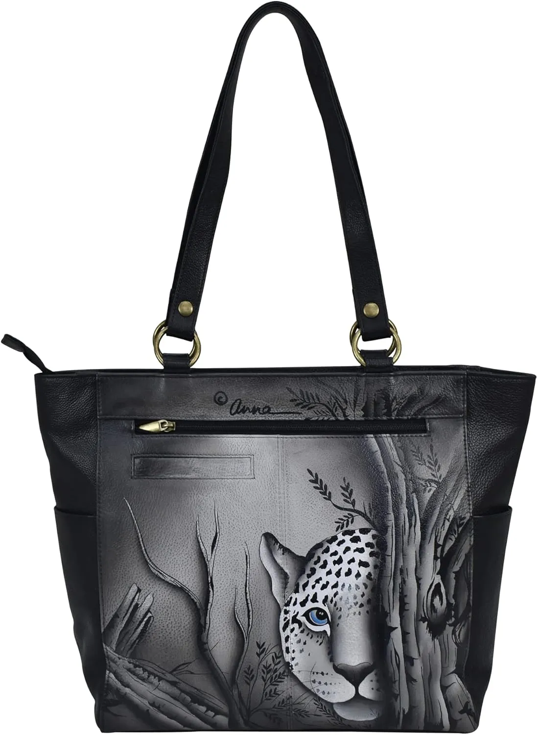 Anna by Anuschka Women's Original Genuine Leather Hand-Painted Large Shoulder Tote - Leather Handbag for Women