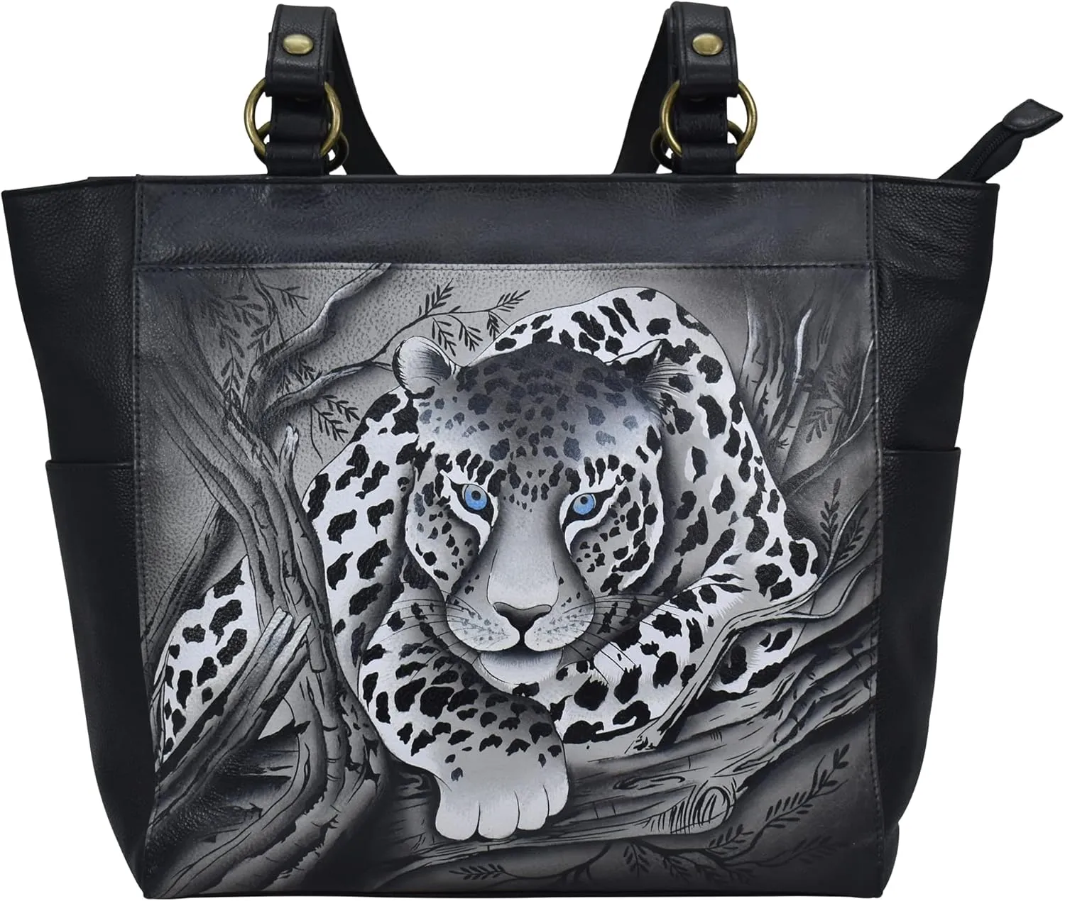Anna by Anuschka Women's Original Genuine Leather Hand-Painted Large Shoulder Tote - Leather Handbag for Women