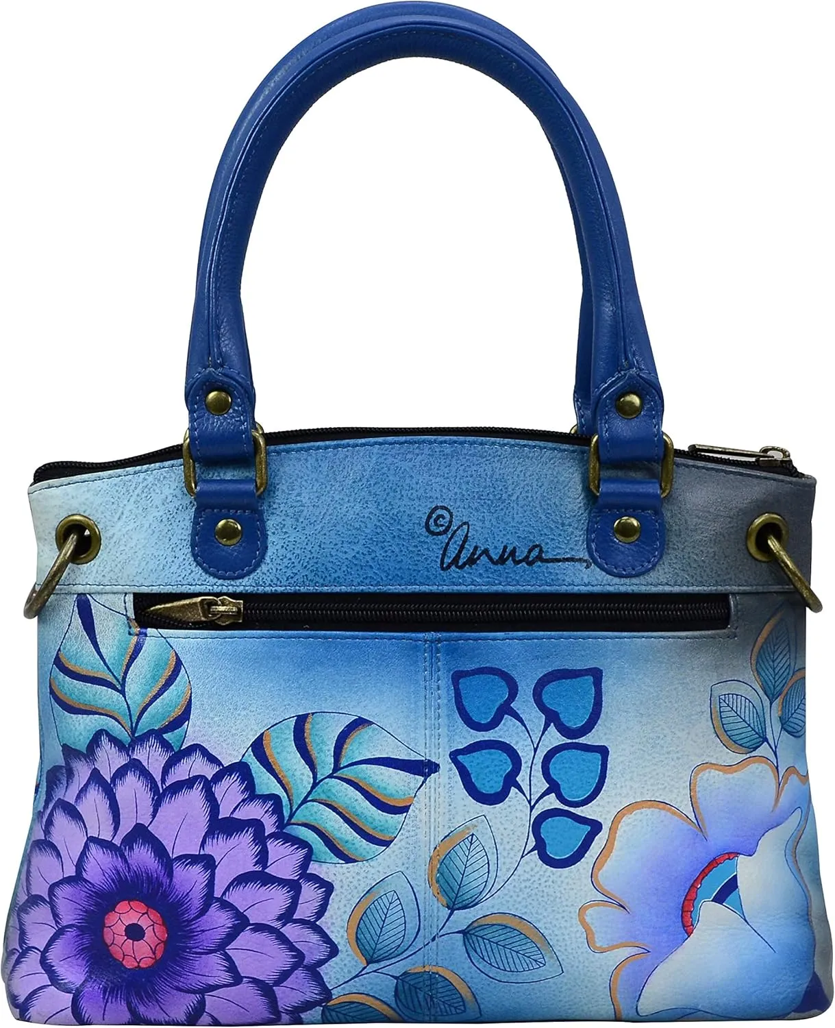 Anna by Anuschka Women's Original Genuine Leather Hand-Painted Small Satchel - Leather Handbag for Women