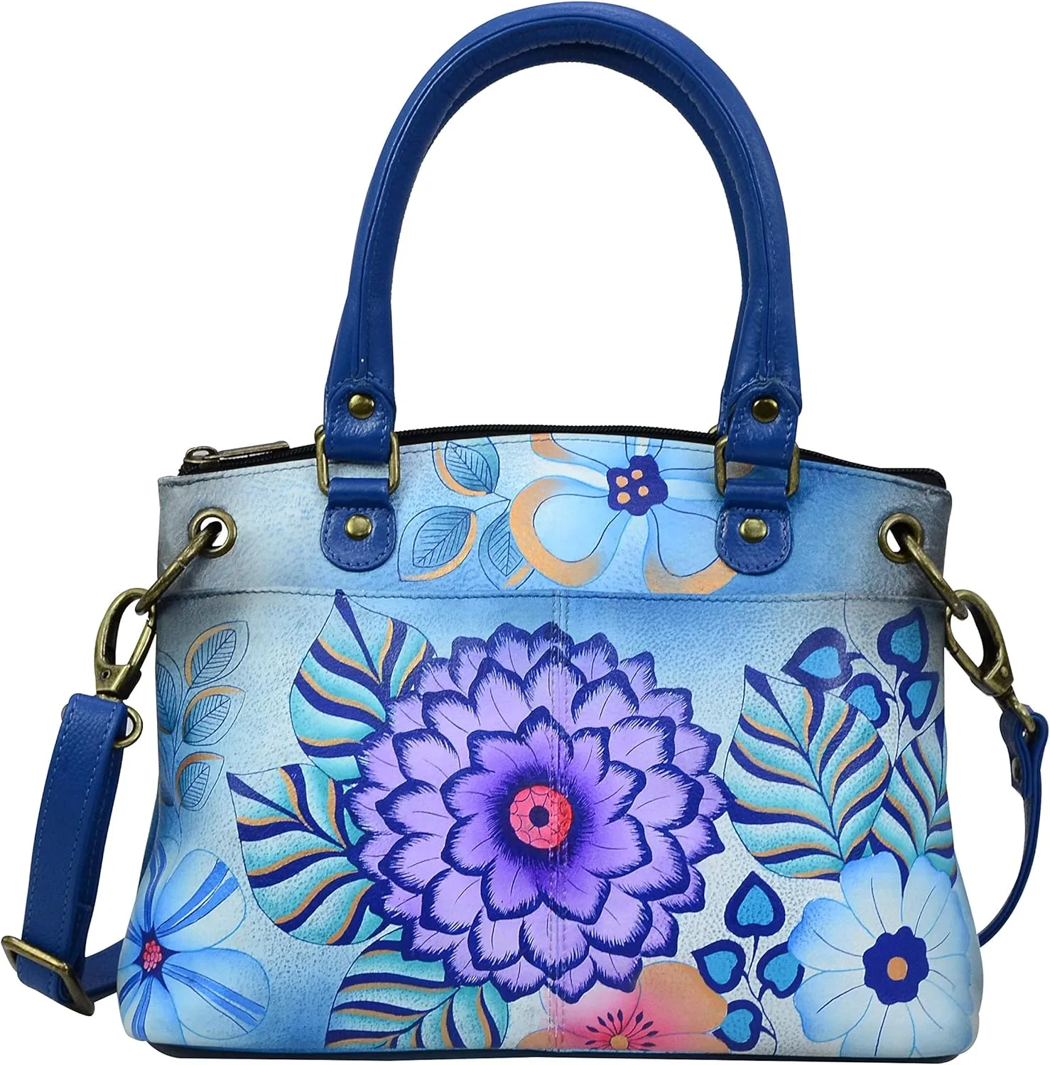 Anna by Anuschka Women's Original Genuine Leather Hand-Painted Small Satchel - Leather Handbag for Women