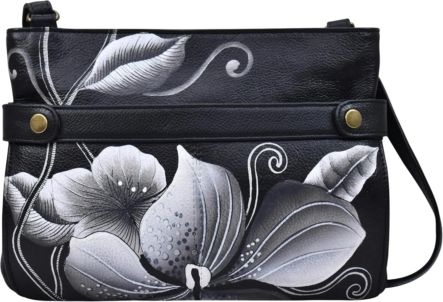 Anna by Anuschka Women's Original Hand-Painted Genuine Leather Medium Crossbody