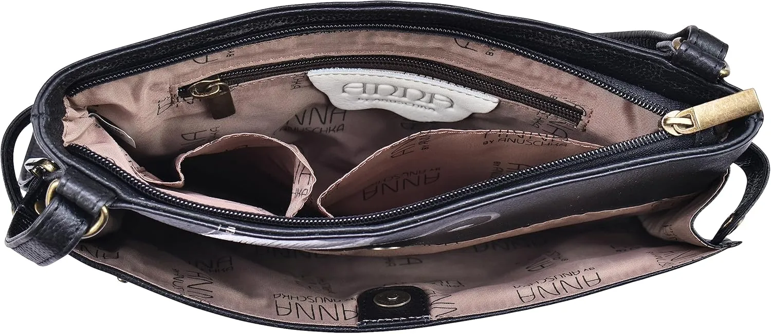 Anna by Anuschka Women's Original Hand-Painted Genuine Leather Medium Crossbody