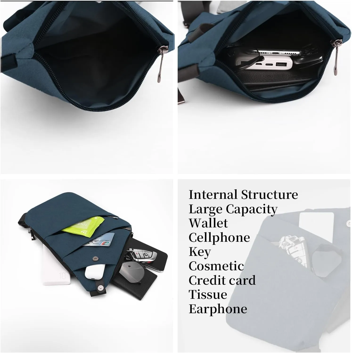 Anti Theft Crossbody Bag,Sling Bag for Women Men,Multi-pocket Chest Shoulder Bag for Travel, Sport, Work
