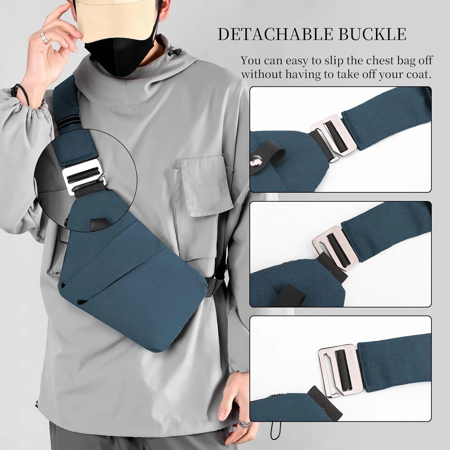 Anti Theft Crossbody Bag,Sling Bag for Women Men,Multi-pocket Chest Shoulder Bag for Travel, Sport, Work