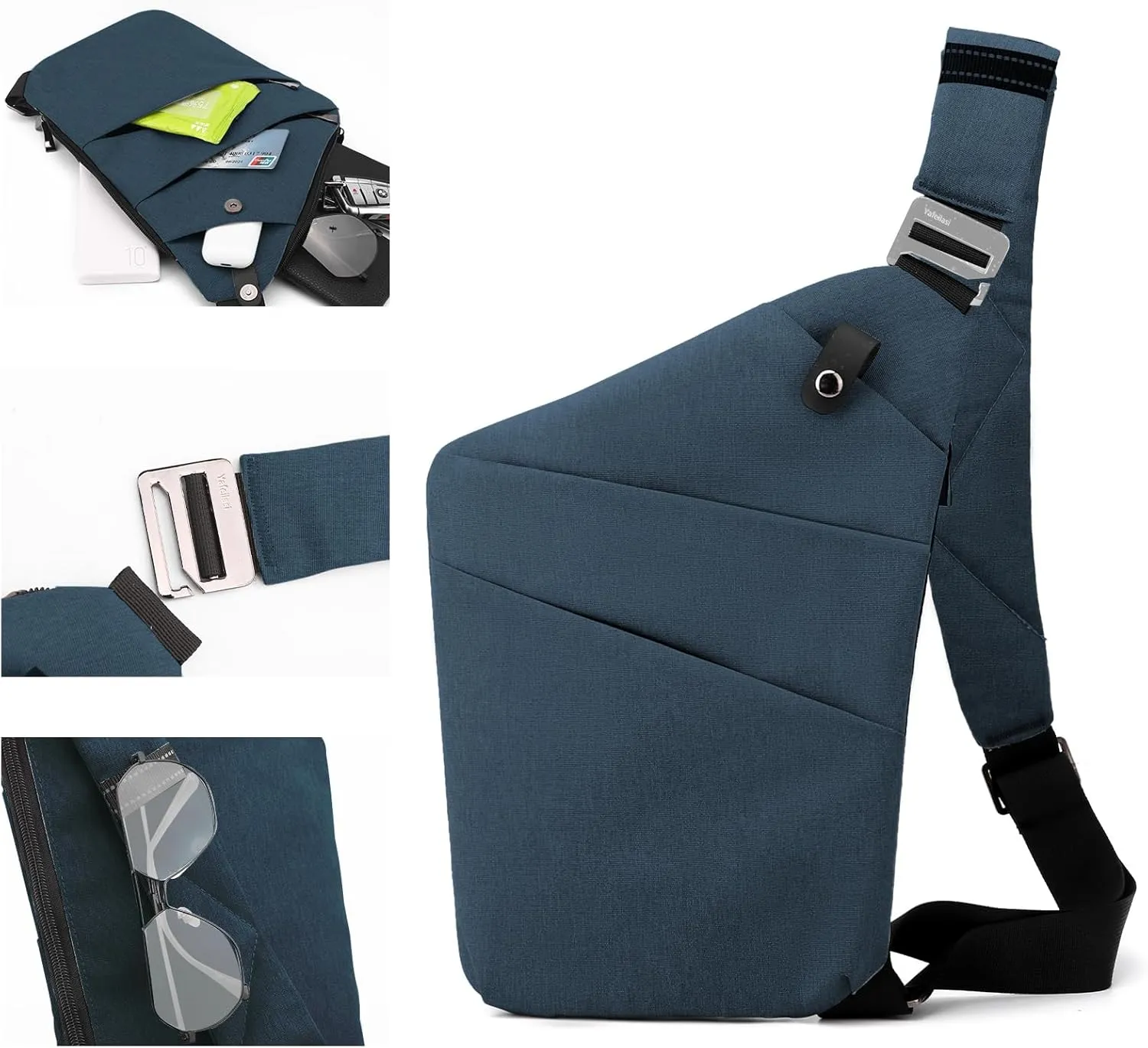 Anti Theft Crossbody Bag,Sling Bag for Women Men,Multi-pocket Chest Shoulder Bag for Travel, Sport, Work