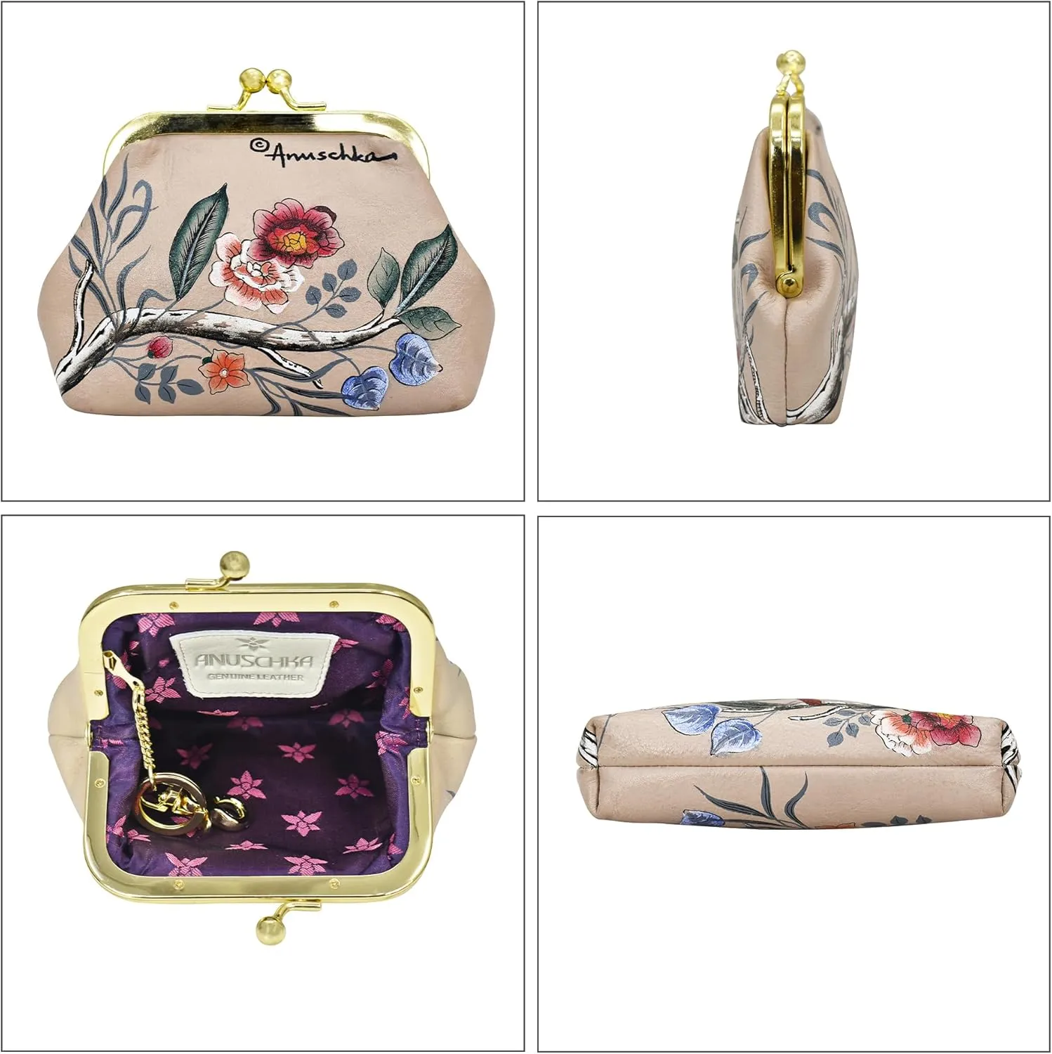 Anuschka Women’s Hand-Painted Genuine Leather Clasp Pouch with Key Fobs