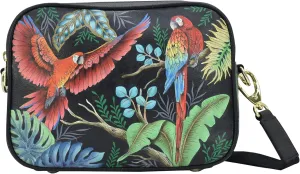 Anuschka Women’s Hand-Painted Genuine Leather Twin Top Messenger - Rainforest Beauties