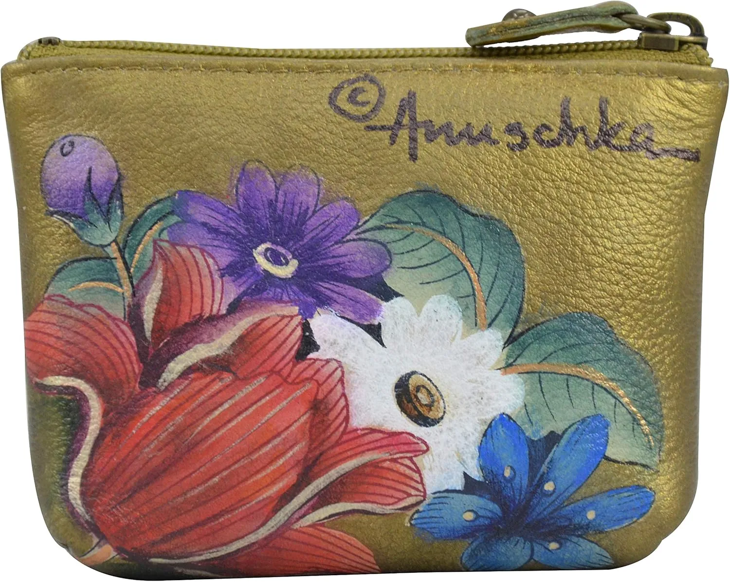 Anuschka Women’s Leather Coin Purse | Genuine Soft Leather | Hand-painted Original Art