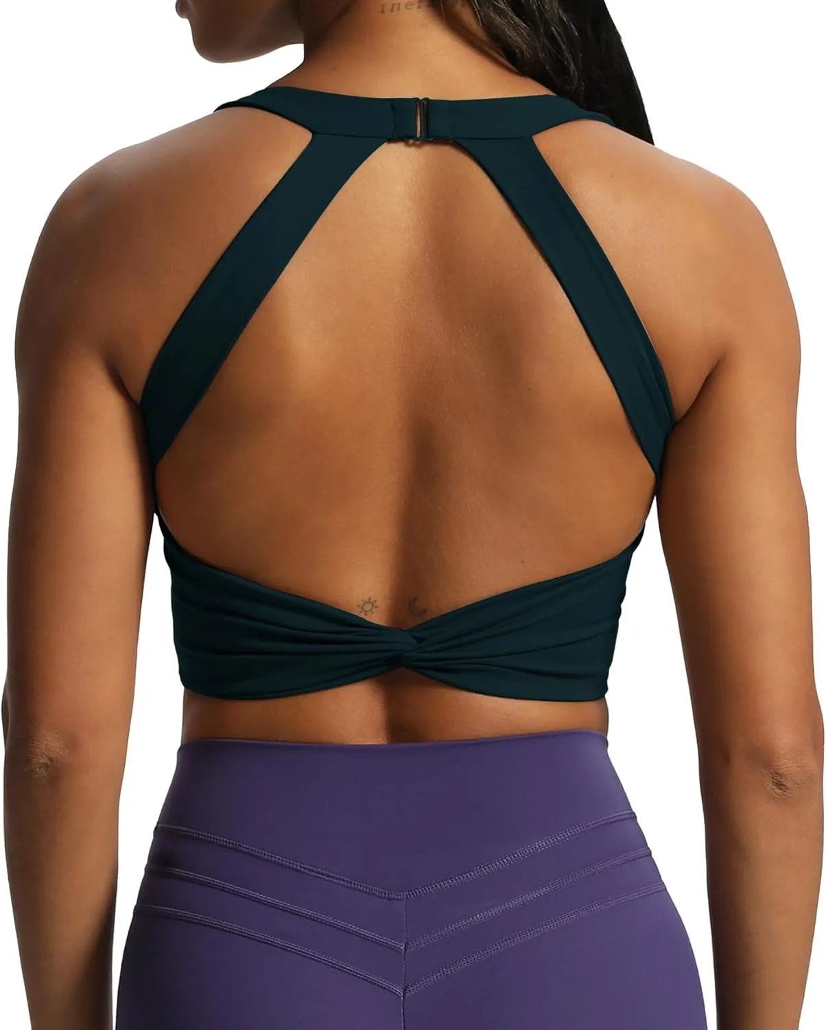 Aoxjox Women's Workout Sports Bras Twist Front Fitness Padded Training Gym Bra Yoga Crop Lola Tank Top