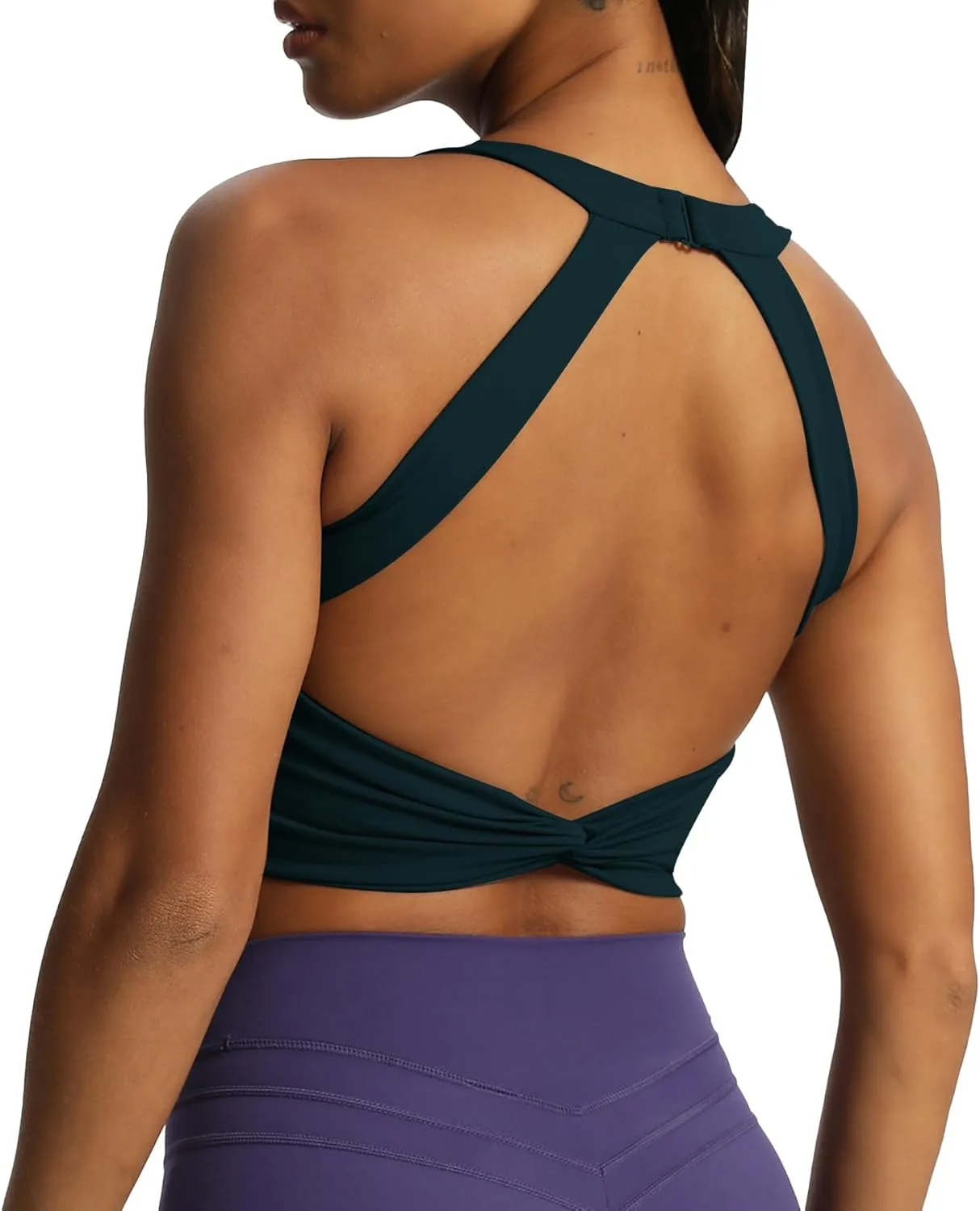 Aoxjox Women's Workout Sports Bras Twist Front Fitness Padded Training Gym Bra Yoga Crop Lola Tank Top