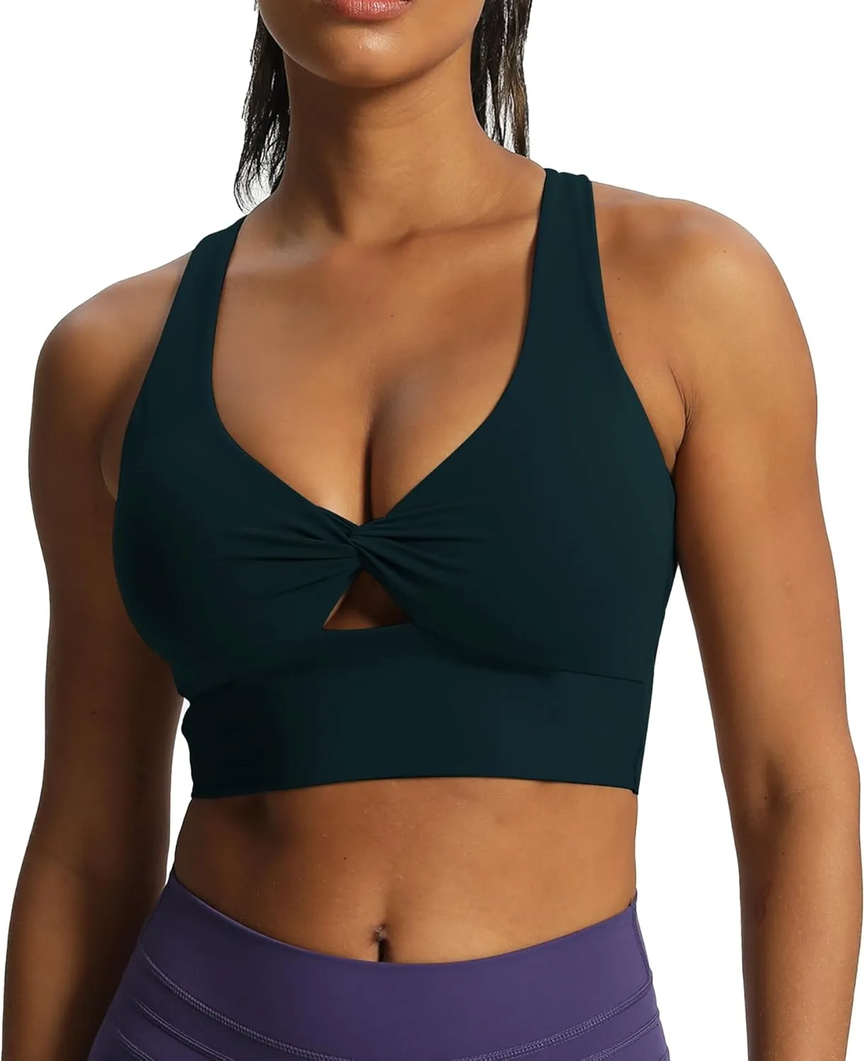 Aoxjox Women's Workout Sports Bras Twist Front Fitness Padded Training Gym Bra Yoga Crop Lola Tank Top