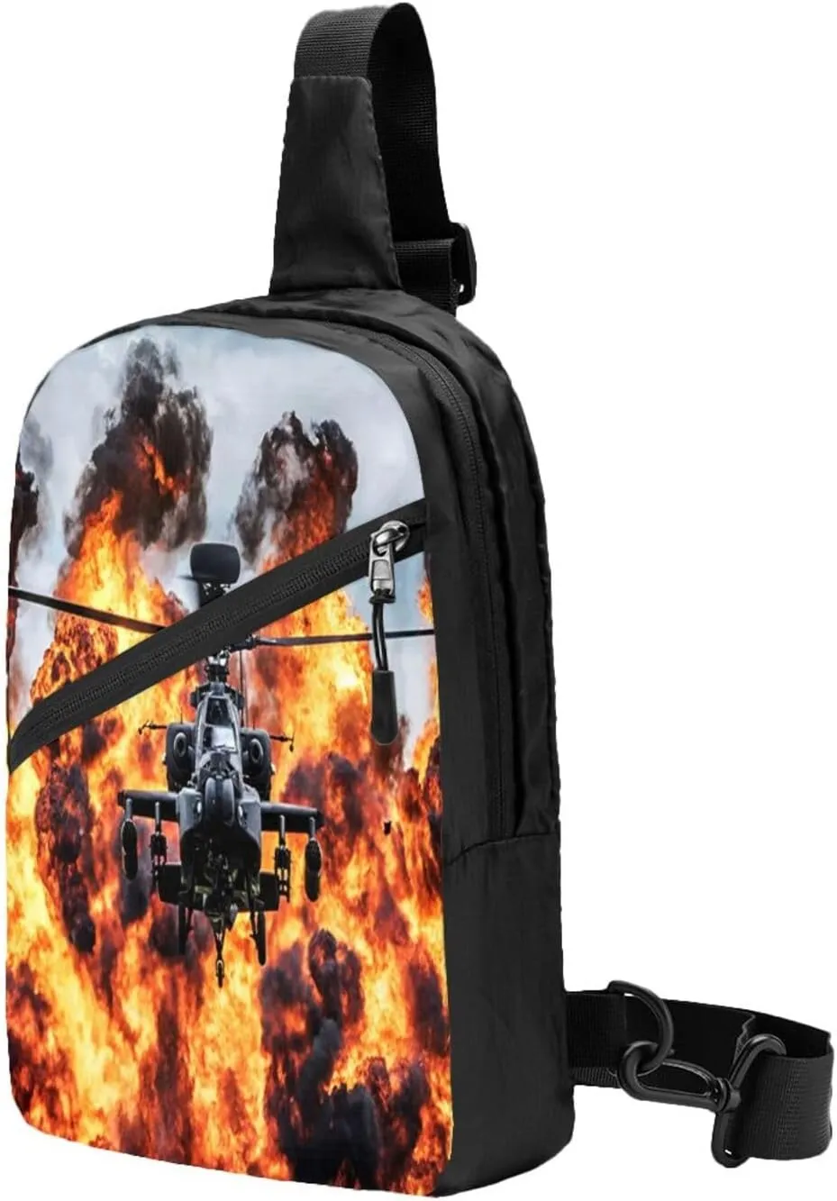 Apache Attack Helicopter Sling Bag for Men Women, Small Crossbody Sling Backpack Shoulder Chest Bag, Anti Theft Travel Hiking Sports