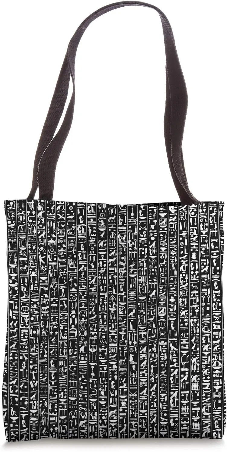 Archaeology Ancient Egyptian Hieroglyphics Pattern Black Tote Bag